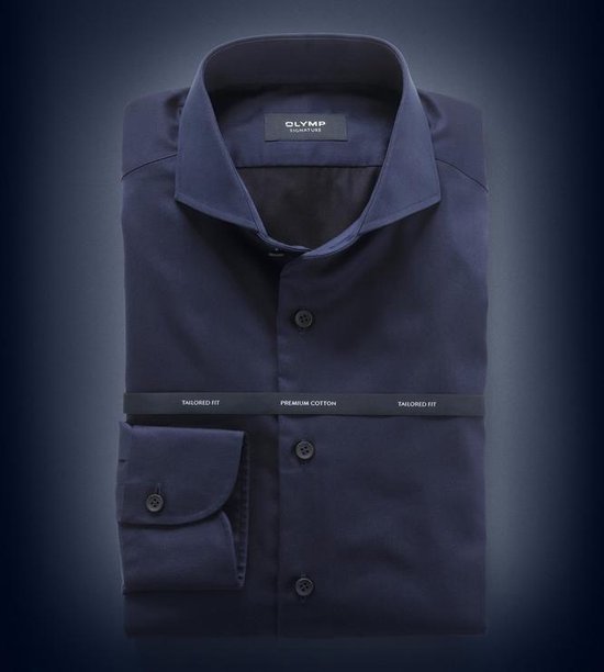 OLYMP - Signature Overhemd Twill Navy - Heren - Maat 40 - Modern-fit