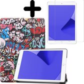 Hoes Geschikt voor iPad 10.2 2020 Hoes Luxe Hoesje Book Case Met Screenprotector - Hoesje Geschikt voor iPad 8 Hoes Cover - Graffity