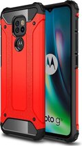 Armor Hybrid Back Cover - Motorola Moto G9 Play Hoesje - Rood