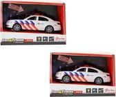 3x Speelgoed politieautootjes licht en geluid 5.5 x 16 x 6 cm - hulpdiensten voertuigen