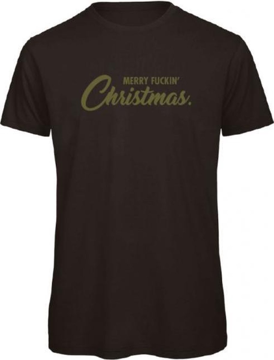 Foute kersttrui t-shirt zwart XXL - Merry fuckin' Christmas - olijfgroen - soBAD. | Kerst t-shirt soBAD. | kerst shirts volwassenen | kerst t-shirts volwassenen | Kerst outfit | Foute kerst t-shirts