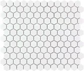 The Mosaic Factory Barcelona Hexagon - Wandtegels - Mozaïektegel - 26x30x0.25cm - Wit Mat - 0.78m²/10 Stuks