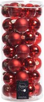 Tube 49x kerst rode glazen kerstballen 6 cm - glans en mat - Kerstboomversiering kerst rood