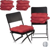 Relaxdays 12 x stoelkussen - tuinkussen - matraskussen - kussen - tuinstoelkussen – rood
