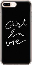 iPhone 8 Plus/7 Plus hoesje siliconen - C'est la vie - Soft Case Telefoonhoesje - Tekst - Transparant, Grijs