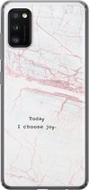 Leuke Telefoonhoesjes - Hoesje geschikt voor Samsung Galaxy A41 - Today I choose joy - Soft case - TPU - Tekst - Grijs