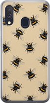 Leuke Telefoonhoesjes - Hoesje geschikt voor Samsung Galaxy A40 - Bijen print - Soft case - TPU - Print / Illustratie - Geel