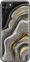 iPhone SE 2020 hoesje siliconen - Marble agate - Soft Case Telefoonhoesje - Print / Illustratie - Transparant, Goud