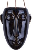 Present Time Bloempotten Hanging plant pot Mask long glazed Bruin