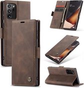 CaseMe - Samsung Galaxy Note 20 hoesje - Wallet Book Case - Magneetsluiting - Donker Bruin