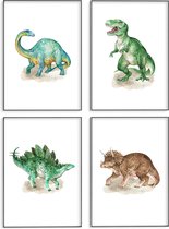 Dinosaurus posters – Kinderkamer/babykamer – 4 stuks - 30x40 cm