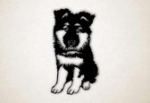 Wanddecoratie - Puppy Duitse Herder - S - 60x33cm - Zwart - muurdecoratie - Line Art