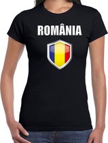 Roemenie landen t-shirt zwart dames - Roemeense landen shirt / kleding - EK / WK / Olympische spelen Romania  outfit XS