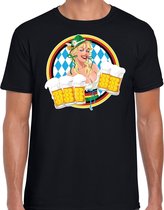Oktoberfest / bierfeest drank fun t-shirt / outfit - zwart met Beierse kleuren - voor heren - Bierfest / Oktoberfeest kostuum / kleding M