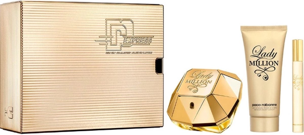 Lady Million Gift Set Eau De Parfum (edp) 80 Ml, Body Lotion 100 Ml And Miniature Eau De Parfum (edp) 10 Ml 80ml - Paco Rabanne