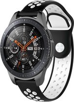 Bandje Voor Huawei Watch GT Dubbel Sport Band - Zwart Wit - Maat: 20mm - Horlogebandje, Armband