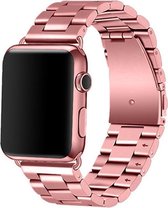 3 kralen stalen schakel band - rose rood - Geschikt voor Apple Watch