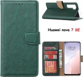 Hoesje Geschikt voor Huawei nova 7 SE Hoesje met Pasjeshouder booktype case - Groen