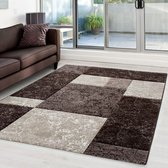 Designer rug Moderne Plaid patroon in Heather contour gesneden Bruin Beige crème