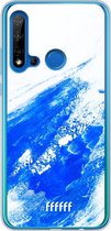Huawei P20 Lite (2019) Hoesje Transparant TPU Case - Blue Brush Stroke #ffffff