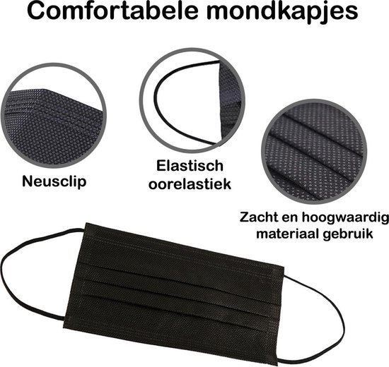 Masque facial Mondkapjes jetable Zwart non Medisch - 100x