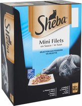 4x Sheba Mini Filets Adult Kattenvoer Natvoer Vis selectie Maaltijdzakjes 12 x 85 gr