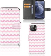 GSM Hoesje iPhone 12 | 12 Pro (6.1") Hoesje ontwerpen Waves Roze