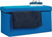 Relaxdays opvouwbare zitbank - linnen - zitkist met opslagruimte - bank - 38 x 76 x 38 cm - blauw