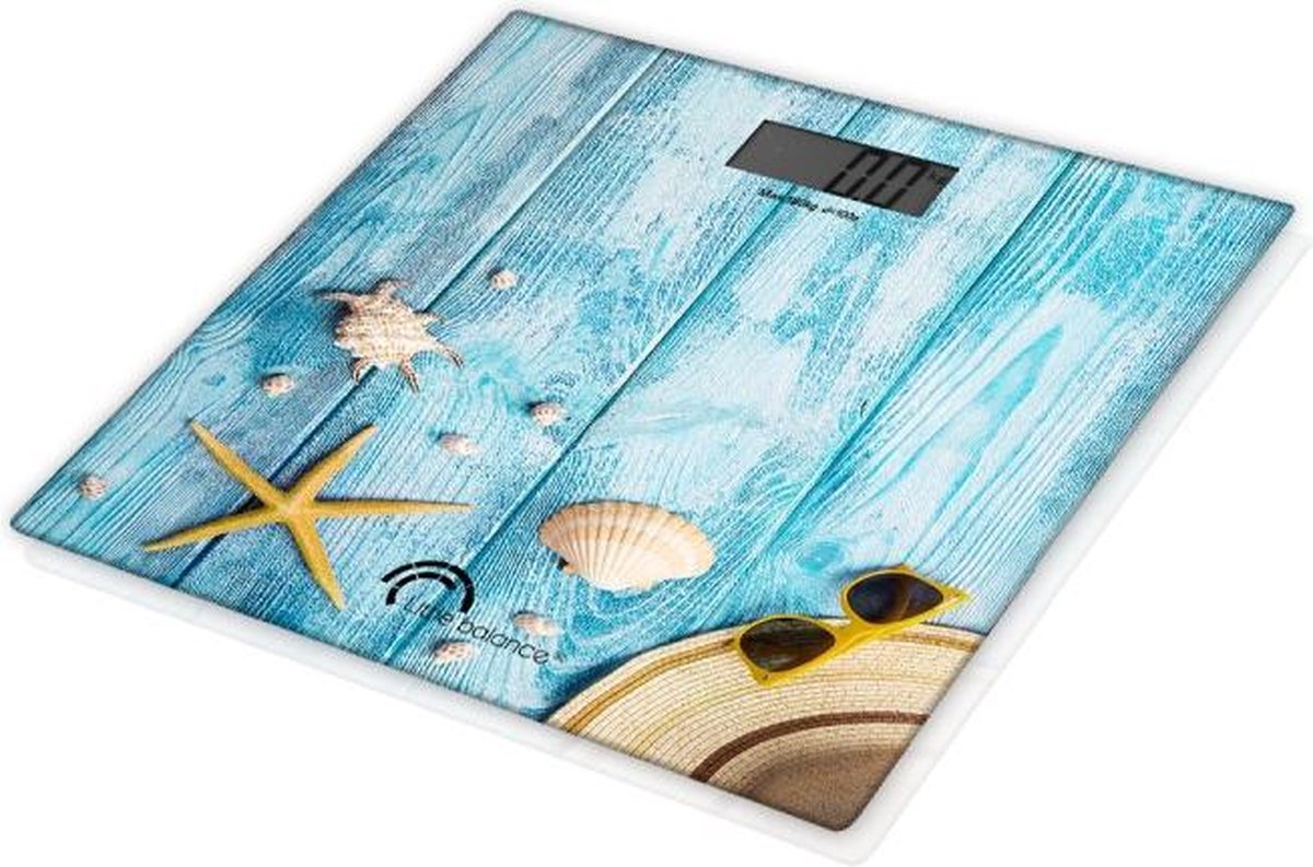 Little Balance Coquillages Vierkant Blauw Elektronische weegschaal