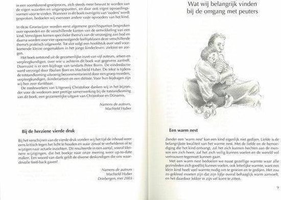 Tekst over 'Wat wij belangrijk vinden bij de omgang met peuters' met een tekening van een ouder met kind.
