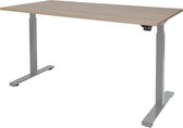 RoomForTheNew Bureau Heathrow Basic-Desk - Zit sta Bureau - Zit sta Bureau Elektrisch - Gaming Bureau - Game Bureau - Verstelbaar Bureau - standing Desk--Havana blad-Aluminium  ond