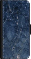 iPhone 12 bookcase leer hoesje - Marmer navy blauw