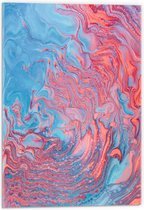 Acrylglas - Roze met Gele Plakkaat Verf - 60x40cm Foto op Acrylglas (Wanddecoratie op Acrylglas)