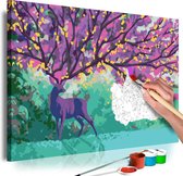 Doe-het-zelf op canvas schilderen - Paars Hert 60x40,  Europese kwaliteit, cadeau idee