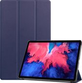 Tablet hoes geschikt voor Lenovo Tab P11 - Tri-Fold Book Case - Cover met Auto/Wake Functie - Donker Blauw