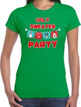 Ugly sweater party Kerst shirt / Kerst t-shirt groen voor dames - Kerstkleding / Christmas outfit XL