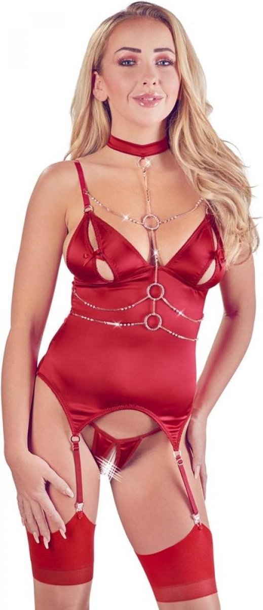Goedkoopste Abierta Fina Sexy Jarretel Set Met Open Kruisje