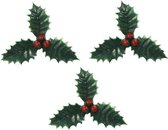 30x stuks groene kersttakjes op insteker 4 cm - Kleine kersstukjes decoraties
