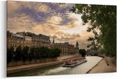 Schilderij - Toeristische boot  in Parijs — 100x70 cm