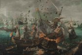 Slag bij Gibraltar in 1607 op Canvas - WallCatcher | Liggend 150 x 100 cm | Cornelis Claesz. van Wieringen