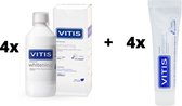 4x Vitis Whitening Mondspoelmiddel + 4x Vitis Whitening Tandpasta - Voordeelpakket