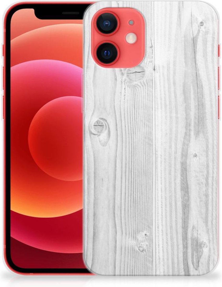 iPhone 12 Mini Bumper Hoesje White Wood