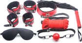 SM Kit Rood Zwart 7 Items - Ideaal voor beginner en gevorderde - Spannende SM kit - Sexpakket voor koppels - Spannend voor koppels - Sex speeltjes - Sex toys - Erotiek - Bondage -