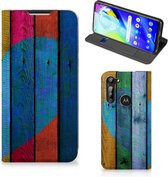 Smartphone Hoesje Motorola Moto G8 Power Mobiel Bookcase Wood Heart