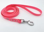 Miqdi BioThane hondenriem – neon roze – 19 mm breed - 10 meter lang - met handvat