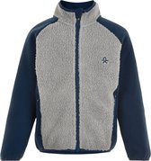 Color Kids - Fleece jas voor kinderen - Colorblock - Grijs/Donkerblauw - maat 128cm