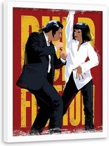 Foto in frame ,  Pulp Fiction , 70x100cm , rood geel zwart wit ,wanddecoratie ,  Filmposter