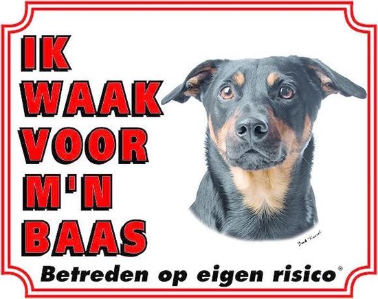 Foto: Jack russell terrier waakbord ik waak voor mijn baas