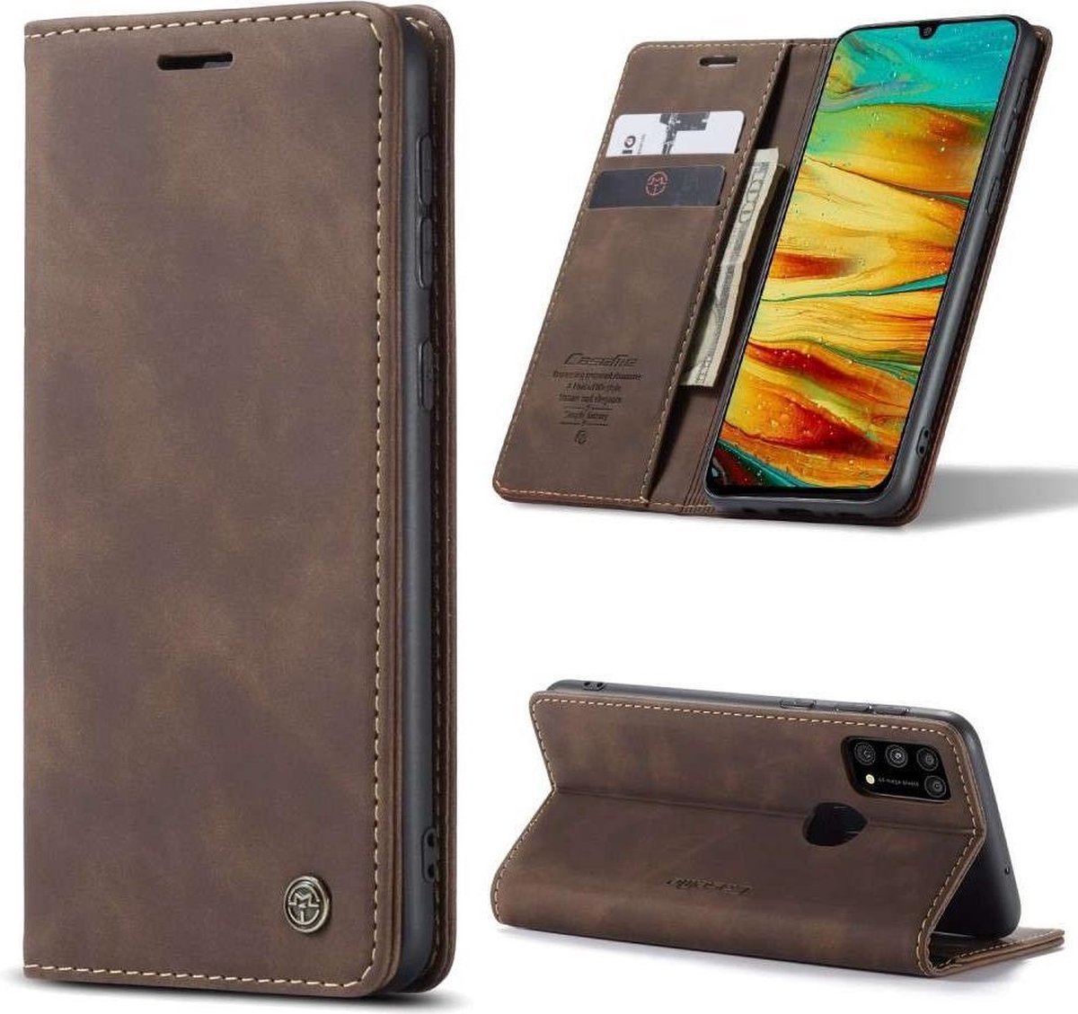 Portemonnee Hoesje Samsung Galaxy M31 | Retro Wallet Case | CASEME | Koffie