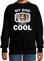 Sheltie honden trui / sweater my dog is serious cool zwart - kinderen - Shetland sheepdogs liefhebber cadeau sweaters 9-11 jaar (134/146)